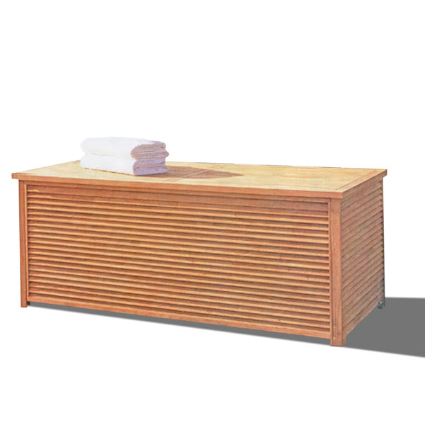 Teak Smith Water Resistant Teak Solid Wood Deck Box in Natural